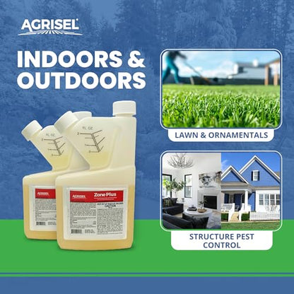 Agrisel Zone Plus Insect & Pest Control, Eco-Friendly, 16 Ounce | Broad Spectrum, for Indoor & Outdoor, Effective Against 100 Pests - size: 16 Fl Oz (Pack of 1)
