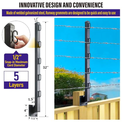 Hulave 8-Pack Fence Post Extender, High 32" Fence Barbed Wire Extend Arm, Used to add Height to Wood Fences for Privacy and to Prevent Animals from Jumping Away and Breaking in (Matte-Black) - size: Heigh-32in