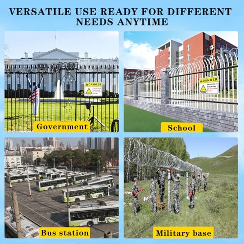 345 FT Razor Wire, 7 Rolls, Concertina Fencing with Warning Sign | Hot-dip galvanized steel, silver. For fence, wall, garden & commercial security. Easy to install. Durable & rust-resistant. - size: 345 FT, style: 7 Rolls