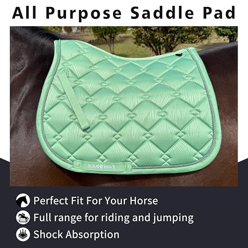 EQUINEWAVE Embossed All Purpose Saddle Pad | Cooling Performance Lining, Contoured Fit, Textured Design, English Riding - color: SAGE GREEN