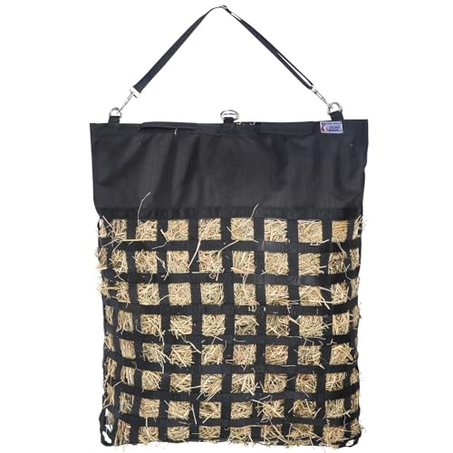 Dura-Tech Easy Load XX-Large 2" Slow Feed Hay Bag for Horses | 5+ Flake Capacity | Ultra-Durable 1200D Polyester | Color Black - color: Black