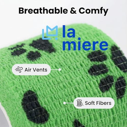 2" x 5 Yards - 8 Counts Self Adherent Cohesive Bandages Cohesive Wraps Dog Foot Pattern - color: Dog Pattern, size: 2inX5yd