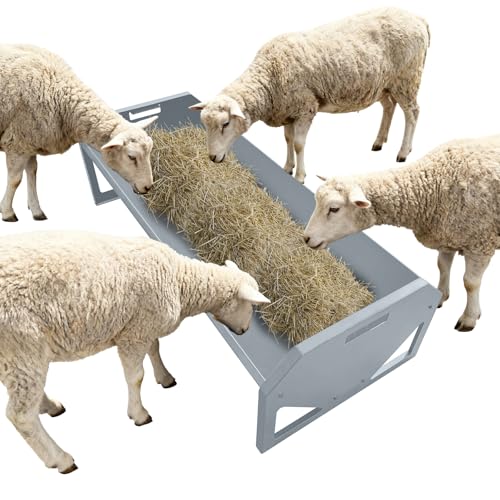 45" Heavy Duty Galvanized Steel Livestock Feeding Trough, 22 Gallon Large Capacity Feeder, Rust-Resistant for Horses, Goats, Sheep, Cattle, Pigs, Alpacas - color: Silver