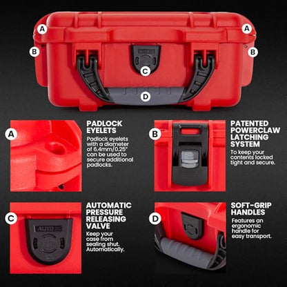 NANUK 904 Waterproof First Aid Kit 110pcs – Durable, Pre-Stocked First Aid Emergency Kit with Bandages, Tick Removal Tool, and More – Dustproof, Impact-Resistant, Floats (10.2" x 7.9" x 4.5") – Red