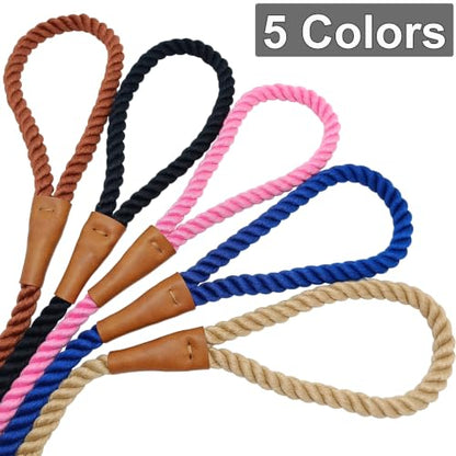 BTINESFUL 3/5/10ft Braided Rope Cotton Dog Leash for Large Medium Dogs - color: brown, size: 3 Foot (Pack of 1)