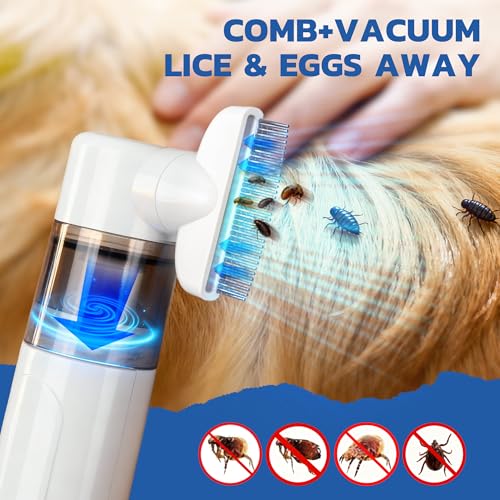 Electric Lice Comb, 2-in-1 Metal Vacuum Comb for Cat Dog All Hair