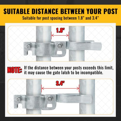 VIVIDA Chain Link Gate Latch 1-3/8", Fence Gate Fork Latch, 1 PCS | Galvanized Fence Gate Lock, For 1-3/8" OD Pipe, Chain Link Fence Parts, Bolts & Nuts Included - size: 1-3/8" x 1-3/8" (1 PCS)