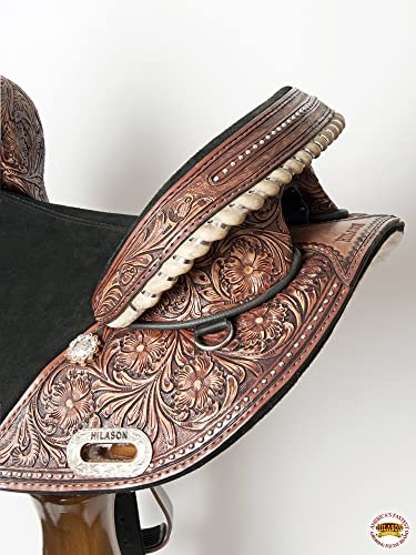 HILASON Western Horse Treeless Trail Barrel American Leather Saddle | for Horses - size: 13 In