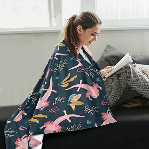 Cute Axolotl Fleece Throw Blanket for Couch Adults Teens 50" X 60" - color: Axolotl, size: 50x60 inch