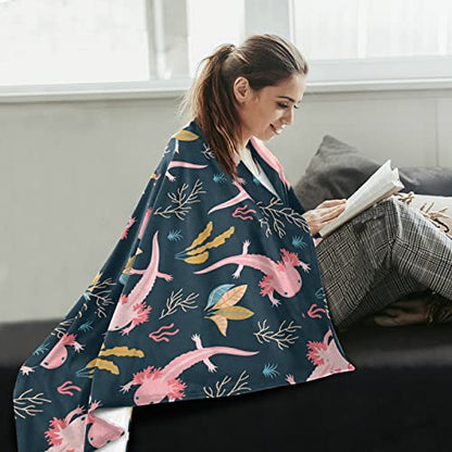 Cute Axolotl Fleece Throw Blanket for Couch Adults Teens 50" X 60" - color: Axolotl, size: 50x60 inch