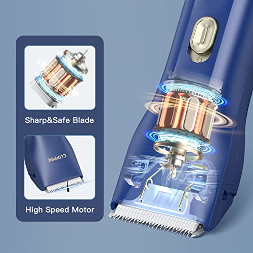 Dog Cat Home Hair Waterproof Clipper Portable Pet Shaver - color: L006-blue