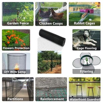 Black 16 Gauge Vinyl Coated Hardware Cloth 1 inch 36 in x100ft for Fencing | turdy yet flexible terrain for easy installation.Rigid barrier deters rabbits, gophers, and rodents. - size: 1 inch 36in x 100ft