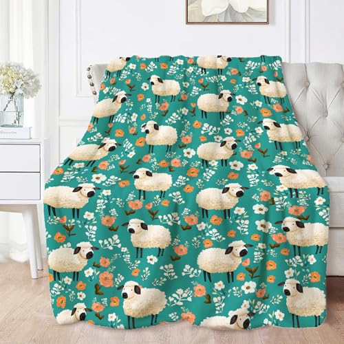Cute Sheep Throw Blanket Sheep Gifts for Boys Girls 80"x60" - color: Sheep, size: 80" x 60"