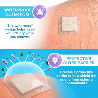 40Pcs Silicone Foam Dressing | 3x3 Bed Sore Bandages | Wound Care FSA&HSA - size: 3x3 40ct