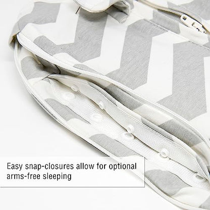 Woombie Grow with Me Baby Swaddle, Convertible Swaddle Fits Babies 0-9 Months, Expands to Wearable Blanket for Babies up to 18 Months, Sleepy Grey Chevron - color: Sleepy Grey Chevron, style: Grow With Me