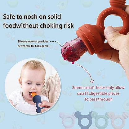 Baby Fruit Feeder, Frozen Teething Toys, Infants Teether Pacifier with 3 Extra Teats, Toddler Eating Essentials, BPA Free Feeding Supplies (Steel Blue) - color: Blue