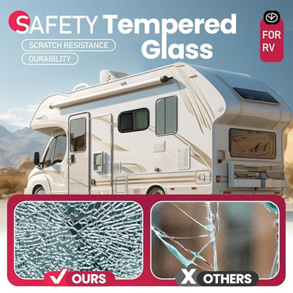 Wutist 21" W x 14" H RV Window Teardrop w/Trim Ring & Mesh Screen Tinted - size: 1Pcs