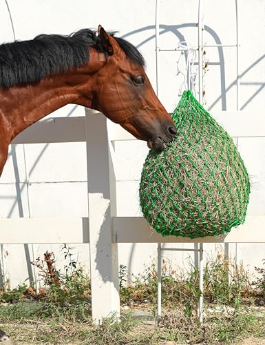 Harrison Howard Slow Feed Hay Net Horse 2 Pcs Horse Feeding Supplies Bright Green 40" Length with 2" Holes