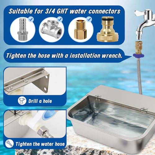 2.5 Gallon Automatic Dog Water Dispenser, Stainless Sateel Auto-Fill Bow