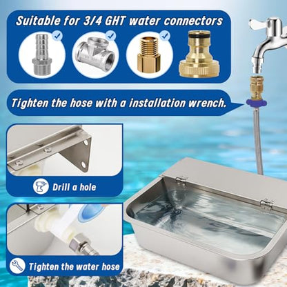 2.5 Gallon Automatic Dog Water Dispenser, Stainless Sateel Auto-Fill Bow
