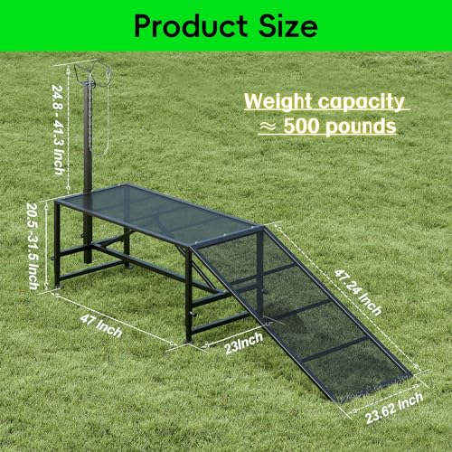 Metal Trimming Stand for Sheep Goat Milking Stand with a Ramp Livestock Stand with Adjustable Headpiece Goat Milking Stand for Clipping Hooves Black - color: Black + Ramp