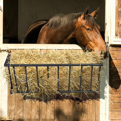 Hay Feeder Goat,40.8" Long Wall Mounted Horse Feeder Holder,Large Capacity Livestock Feeding,Heavy-Duty Steel Goat Hay Rack,Blanket Holder,Multiple Sided Feeding Rack for Sheep,Cattle, Goats, Black