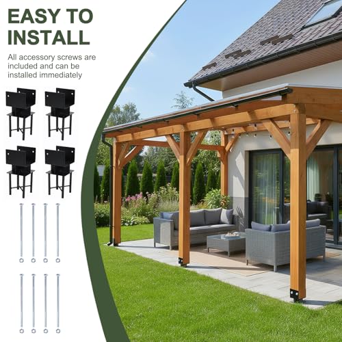 Generic 4pcs Metal Fence Post Brackets Base for Concrete 6x6 Concrete Fence Post Spike Anchors U-Shaped Inner Size 5.5inx5.5in for Concrete Deck