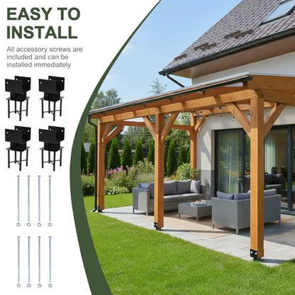 Generic 4pcs Metal Fence Post Brackets Base for Concrete 6x6 Concrete Fence Post Spike Anchors U-Shaped Inner Size 5.5inx5.5in for Concrete Deck