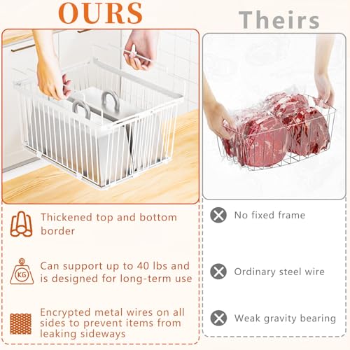Large Freezer Organizer Bins for 5 to 9 Cu.Ft,3Pack , Leak-Proof Bottom