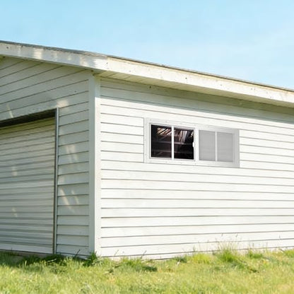 Yuzzy Shed Windows 2 Pack, 10"x23" Sliding Windows Transom Window with Tempered Glass and Removable Fiberglass Screen for Shed, Chicken Coop, Playhouse, Household, Garage, Barns (White) - color: White, size: 10"x23"