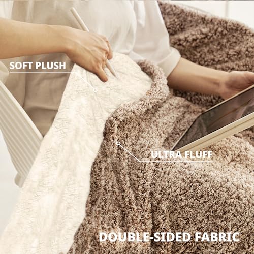 Templewet Heated Blanket Throw 50" x 60",Cute Electric Blanket,Brown | Timer Settings,Auto Off,Soft Sherpa Heated Throw Blanket,Machine Washable,Fast Heating for Sofa Bed Office Use,Gifts for Mom - color: Brown