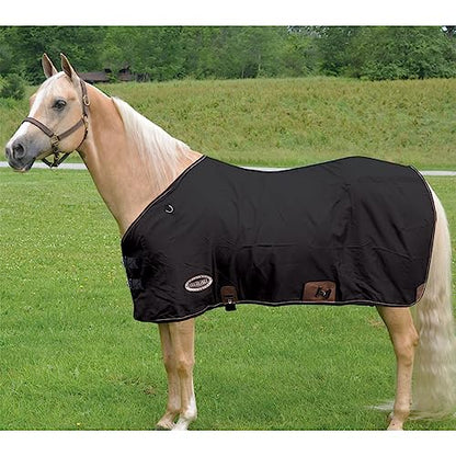 Country Pride 420D Nylon Stable Sheet, Breathable Horse Stall Sheet, Fleece Wither Protection, Adjustable Surcingle & Leg Straps, Lightweight Indoor Horse Blanket, Charcoal Grey with Trim 80 Black
