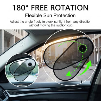 2PCS Car Side Window Shade, Adjustable & Rotatable Window Sun Blocker, Mesh Driver Side Sunshades for Heat & Glare Protection, Universal Fit for Most Cars (Black)