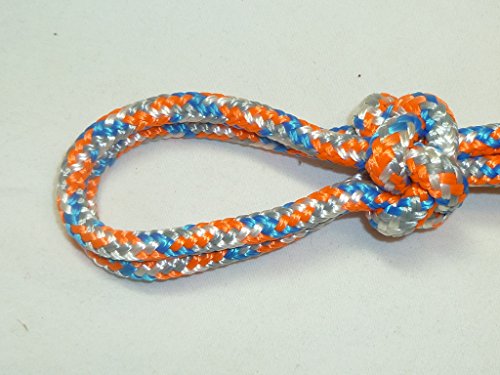 Horse Pocket Halter, Quick Catch Halter - 1/4" Polyester Rope - color: Blue/Gray/Orange/White CH