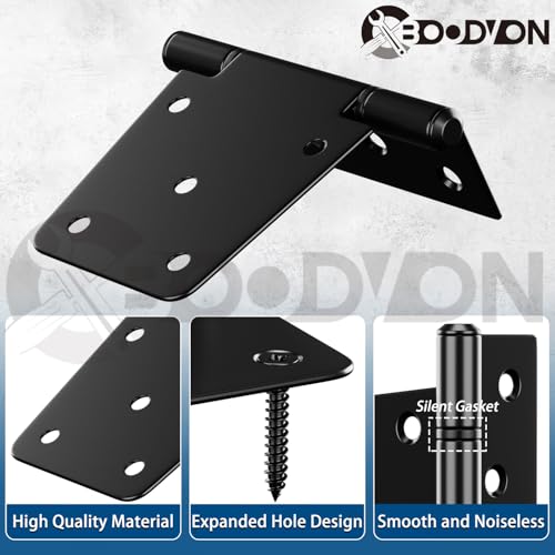 3.5 Inch Heavy Duty Gate Hinges, Extra Thick Black Shed Barn Door Hinges for Wooden Fences, Yard Gate, Vinyl Fence Gate, Garage, Gate Door Hinges for Indoor Outdoor(4 Pack)