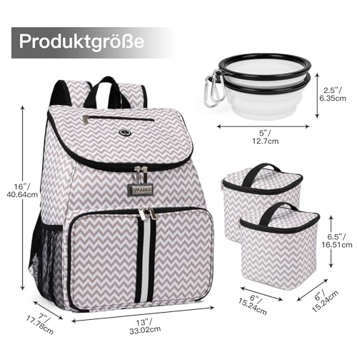 BAGLHER丨Dog Travel Bag, Airline Approved Pet Supplies Backpack, Dog Travel Backpack with 2 Silicone Collapsible Bowls and 2 Food Baskets - color: BLW-A
