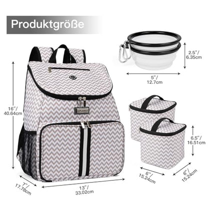 BAGLHER丨Dog Travel Bag, Airline Approved Pet Supplies Backpack, Dog Travel Backpack with 2 Silicone Collapsible Bowls and 2 Food Baskets - color: BLW-A