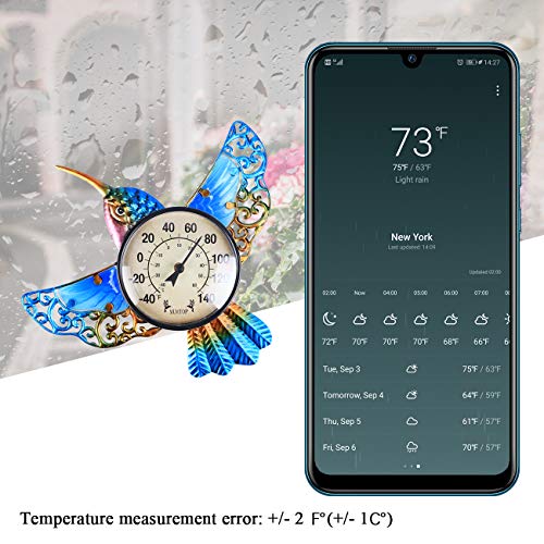 MUMTOP Outdoor Thermometer, Hummingbird Thermometer for Patio, Yard, Garden