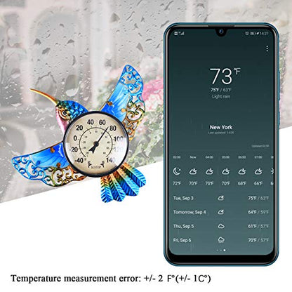 MUMTOP Outdoor Thermometer, Hummingbird Thermometer for Patio, Yard, Garden
