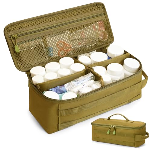 Travel Medicine Bag,Medication Pill Bottle Organizer Empty Case - color: Brown