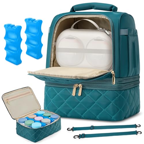 RAINSMORE Wearable Breast Pump Bag, Breast Milk Cooler Travel Bag,Green - color: Dark Green