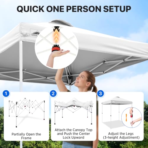EAGLE PEAK 6.6x6.6 Pop Up Canopy Tent Easy Up Canopy Outdoor, White - color: White, size: 6.6x6.6