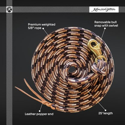 Clinician Tri Color Lunge Lead, Braided, Bull Snap, 25 ft, Merlot | Heavy duty braided lead with swivel bull snap, balanced weight gives clear feel for groundwork and lunging