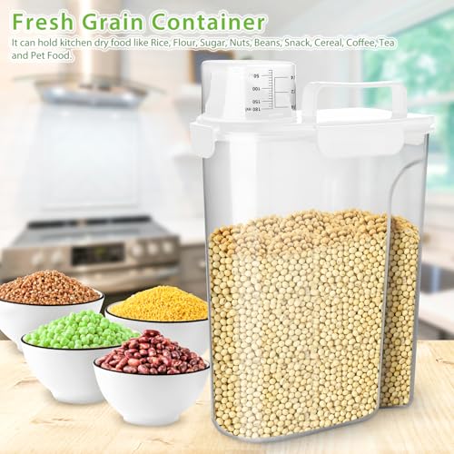 Viretec Rice Storage Container, 5 to 10lb Dry Food Airtight Dispenser, Pet Dog Cat Food Canister, BPA Free Clear Plastic Kitchen and Pantry Organization Bin for Oatmeal, Cereal, Pasta, Flour White - color: 6L/White