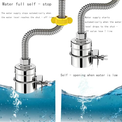 2pcs Stainless Steel Automatic Water Float Valve - 1/2in & 3/4in Dual Connections, Heavy-Duty Water Level Control for Livestock Trough, Fish Tank, Swimming Pool, No-Leak Design