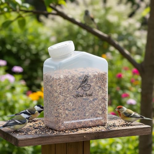 1.9Qt/1.8L Bird Seed Storage Container, Small Bird Food Container,Plastic Wild Bird Seeds Dispenser for Storing Sunflower Seed,BPA Free (Clear)