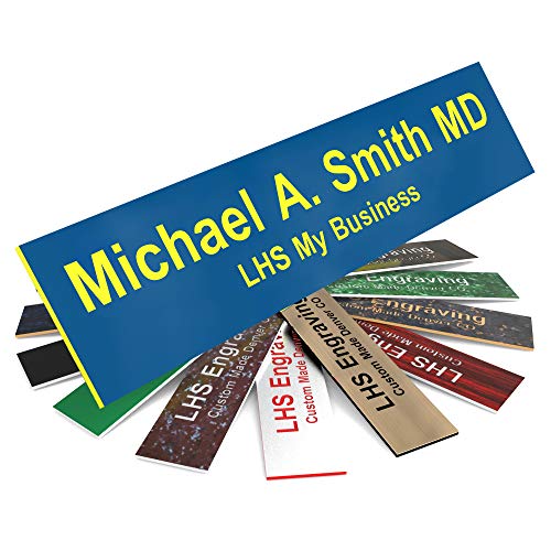 Custom Engraved Office Door Name Plate & Desk Signs, Blue, 2x4 - color: B20 - Blue & Yellow Lettering, size: 2in x 4in (5.1cm x 10.1cm)