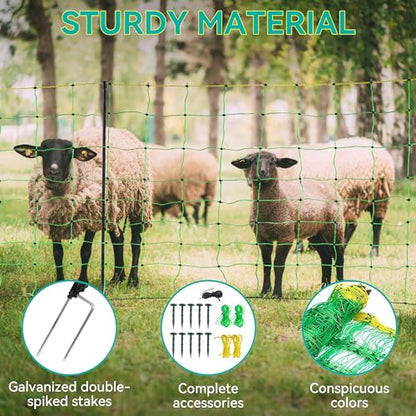 PPOLB Electric Fence Netting - 47.2" H x 164' L, Portable Movable Livestock Nets Mesh for Lambs, Dogs, Deer, Larger Animals Electric Fencing for Backyards, Homesteaders, Farms Ranches, and Gardens - size: 47.2" H x 164' L Livestock