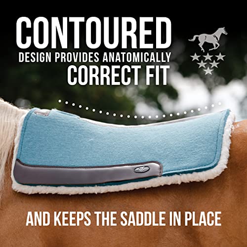 Professional's Choice 100% Steam-Pressed Saddle Pad | Wither Relief and Helps to Protect Against Pressure Points | Soft Fleece Bottom | 31" x 32" | 1 1/4" Felt | Pacific Blue