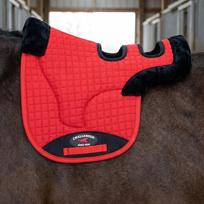 Horse Contoured Fleece Lined Quilted English Saddle Pad Black 72153 - color: Red